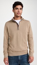 BARBOUR Men's Cotton Holden 1/4 Zip Mock Neck Sweater in Khaki Beige Size LARGE picture