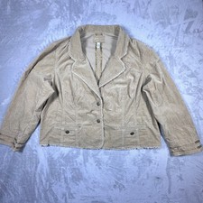 Vtg Venezia Blazer Jacket Womens 26/28 Beige Stretch Notch Lapel Single Breasted picture