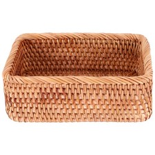 Hand-Woven Rectangular Rattan Wicker Basket Fruit Tea Snack Bread Picnic 8349 picture