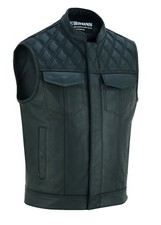 Men's Cowhide Leather Club Style Biker Motorcycle Vest picture