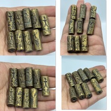 Sell a lot of 9 Antique Near East Old Bronze Cylinder Bead Seal Circa 250BC picture