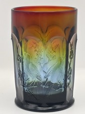 Antique Northwood Singing Birds Tumbler Rubina Verde Red Green Blue Multi Glow picture