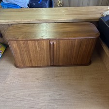 MCM DANISH EA Teak Wall Mounted Storage Cabinet Tambour Doors picture