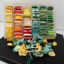 DMC Floss Thread Embroidery Cross Stitch Darice Case Green Yellow Orange Red picture