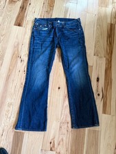 True Religion Men’s Blue Medium Wash Denim Straight Regular Fit Jeans 5-Pocket picture
