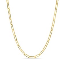 Real Genuine 1/20 14K Solid Yellow Gold Paperclip Chain Necklace 18 inch 2.4 mm picture