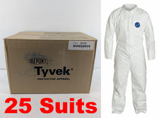 DuPont Tyvek 400 TY120S LARGE Collared Disposable Suit Coveralls | 25 Suits New picture