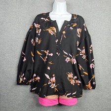 Joie Eilga Floral Printed Split Neckline Dropped Shoulders Elasticized Cuffs L picture