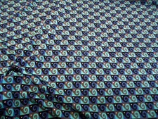 Discount Fabric Printed Spandex 4 way Stretch Aqua Slate Blue Swirl Check A205 picture