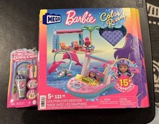 MEGA Barbie Dolphin Exploration 121 Piece & Bonus Mini Barbie Land Pop Reveal picture