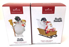 Hallmark Keepsake Frosty the Snowman and Karen &Santa Christmas Ornament Lot NIB picture