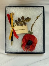 WWI Belgian Babies Relief Fund Corsage & Haig’s Fund Silk Poppy 1920s picture