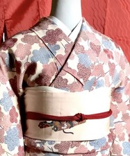 Vintage Japanese Kimono Set with Rain Coat, Nagoya Obi & Accessories – 5 Pieces picture