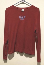 Vintage GAP Y2K Logo Block Tag Long Sleeve Shirt Red Blue Women's Large picture