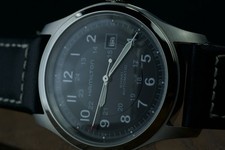 Vintage Inspired Hamilton Khaki Field Black Dial Mens Watch Military Style Swiss picture