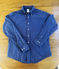 Brooks Brothers 346 Slim Fit Plaid Woven Cotton Button-Down Shirt Blue/Red M picture