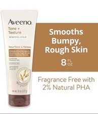 NEW Aveeno Tone + Texture Renewing Bath and Body Scrub, Fragrance Free, 8 fl oz picture