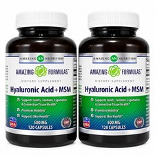 Amazing Formulas Hyaluronic Acid + MSM 500mg 2 Pack 240 Capsules Total picture