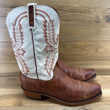 Lucchese 1883 Mad Dog Goat Square Toe Boot Mens 14 D Brown Cream Snip Square Toe picture