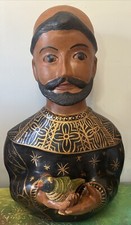 St. Francis of Assisi Bust Statue Terra Cotta Hecha En Mexico Effigy Pottery Vtg picture