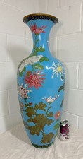 HUGE antique 19th century Japanese Meiji cloisonne enamel baby blue Palace vase picture