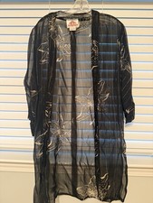 RARE vintage Mushroom By Perlei chiffon Kimono Size US 12/L picture