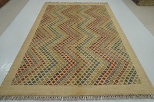 7x10 ft Beige Gabbeh Afghan Hand Knotted Wool Area Rug picture