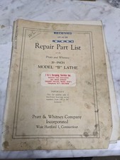 PRATT WHITENEY 20” MODEL B LATHE SERVICE REPAIR PARTS LIST MANUAL BOOK 138-247 picture