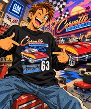 GM Liscensed- Men's Medium- '63 Corvette= Sting Ray- Black Chevy Sweatshirt   picture