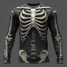 Mens Funny Skeleton Skull HALLOWEEN 3D Printed T-Shirt Cosplay Costume party picture
