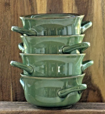 4 Williams Sonoma Farmhouse pottery Soup Bowls  Green Portugal EUC picture