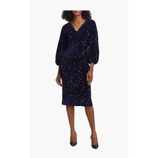 NWT Elie Tahari Robin Sequin Midi Dress in Blue / Size 10 / MSRP $525 picture