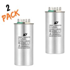 2 Pack - Air Conditioner 50/5uf, Dual Run Round Capacitor - 50+5 MFD, 450VAC NEW picture