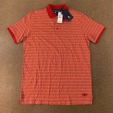 ArgyleCulture Men's Size Small Red Orange Striped Short Sleeve Polo Shirt NWT picture