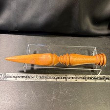 Vintage Hand Turned Wood Garden Dibber Planting Tool Seed Bulb Sower 9.5in picture
