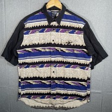 Vintage Wrangler Shirt Mens XL Blue Purple Aztec Southwestern Zig Zag Button Up picture