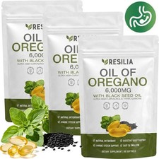 1 - 5x Resilia Oil of Oregano 6000mg with Black Seed Oil Softgels – 60 Capsules picture