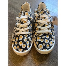 Torrid Riley Ruched Daisy Floral Sneakers Black White Yellow Wide Width 9 NEW picture