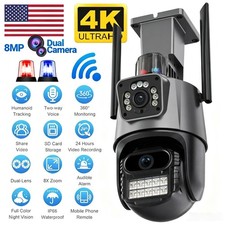 Dual Lens 4K WiFi Security Camera 8X Zoom Outdoor Home Night Vision CCTV PTZ US picture