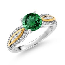 1.47 Ct Nano Emerald G/H Lab Grown Diamond 925 Silver and 10K Yellow Gold Ring picture