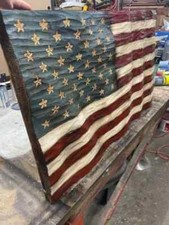 Wooden American Flag, Patriotic Flag, Charred American Flag, Rustic Designer picture
