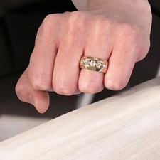 Limited Sale  Round Lab Grown Diamond 5 Stone Men's Band Ring 14K Yellow Gold picture