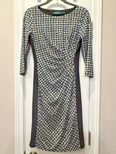 Lauren Ralph Lauren Womens Sz 2 Black White Houndstooth Print Stretch 3/4 Sleeve picture