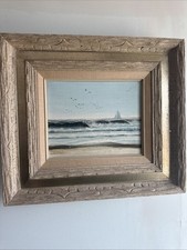 Original Painting Ship Seascape Framed Gold Signed Vintage Art picture