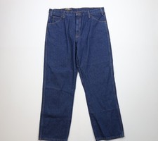 Deadstock Vintage Y2K Dickies Mens 38x32 Spell Out Wide Leg Denim Jeans Blue picture