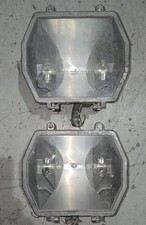 Lot of 2 Vintage Industrial 500W T3 Halogen Flood Light Fixtures 120V picture
