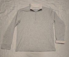 Orvis Womens Quarter Zip Print-trimmed Ribbed Knit Pullover Gray Size Large picture
