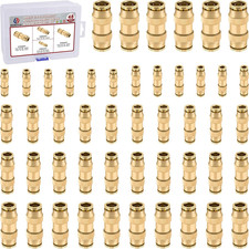 48PCS 6-Size Brass Dot Air Line Fitting Kit,1/8