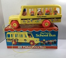 Vintage Fisher Price Play Family School Bus 192 Complete With Box picture
