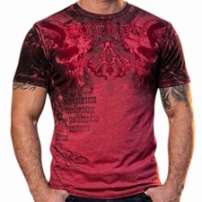 ARCHAIC by AFFLICTION Red NIGHTWATCHER Short Sleeve Slim Fit Y2K T-shirt NWT picture